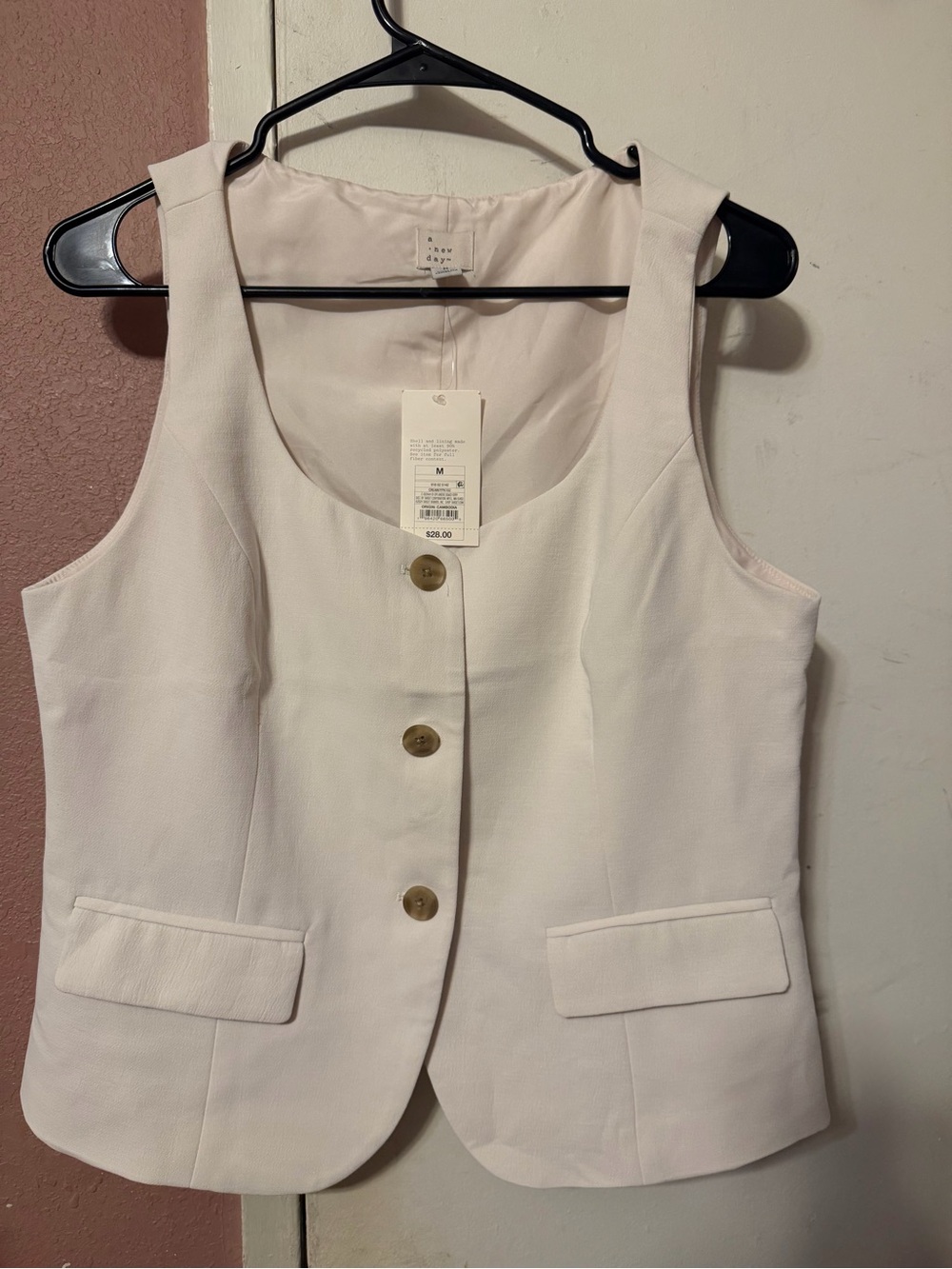 a new day Cream Button-Front Vest